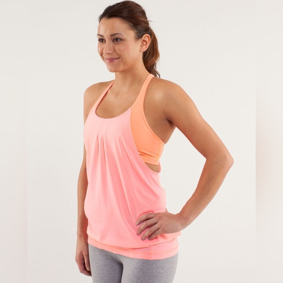 Lululemon Practice Freely Tank In Bleached Coral / Pop Orange Size 6 - Picture 1 of 14
